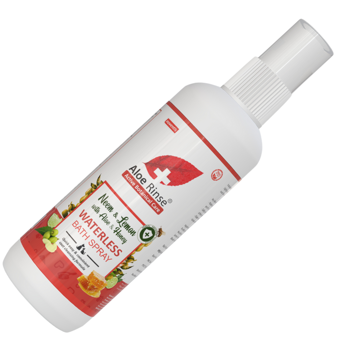 Aloe Rinse Waterless Dry Bath Spray – Neem & Lemon with Honey & Aloe: Combat bacteria and refresh your pet's coat naturally.