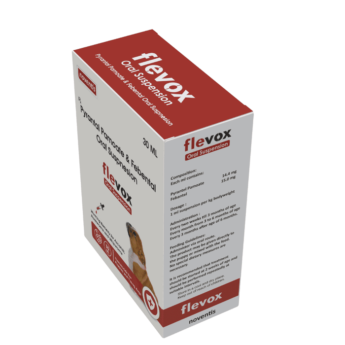 Easy to administer liquid dewormer for puppies Noventis Flevox Suspension