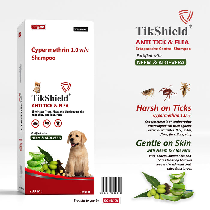 TikShield ® Shampoo + Herbal Flea & Tick Spray 200 ml Combo