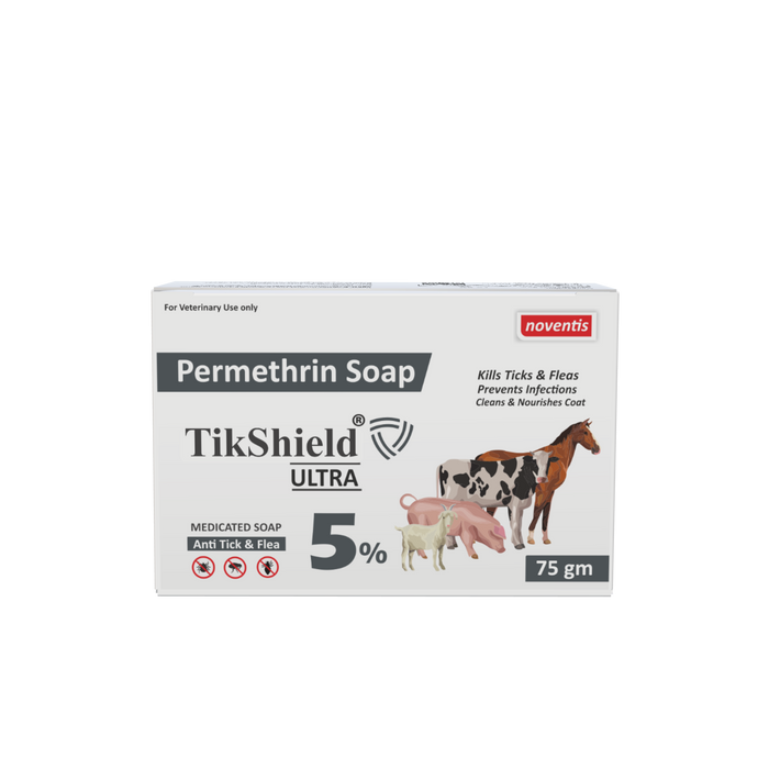 Tikshield ® Permethrin 5 % Soap for Dog, Horses, Cattle & Livestock - Eliminate Ticks, Fleas and Lice